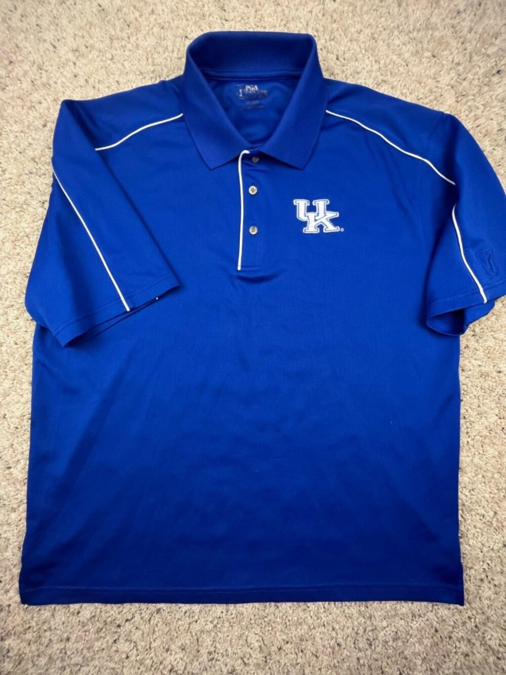 Kentucky UK Wildcats Blue Polo Shirt Size XL Short Sleeve PGA TOUR Polyester